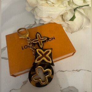 Louis Vuitton Gold and Tortoiseshell Charm Keychain
